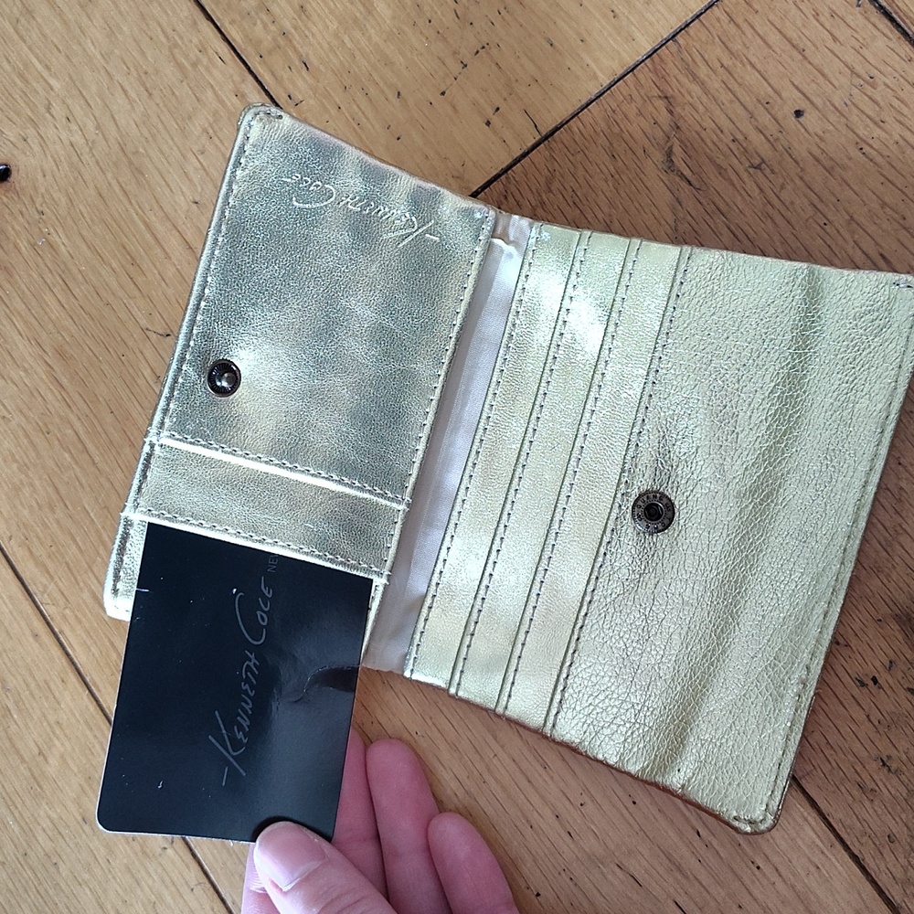 Kenneth Cole Gold Leather Zip Wallet - Picture 7 of 12
